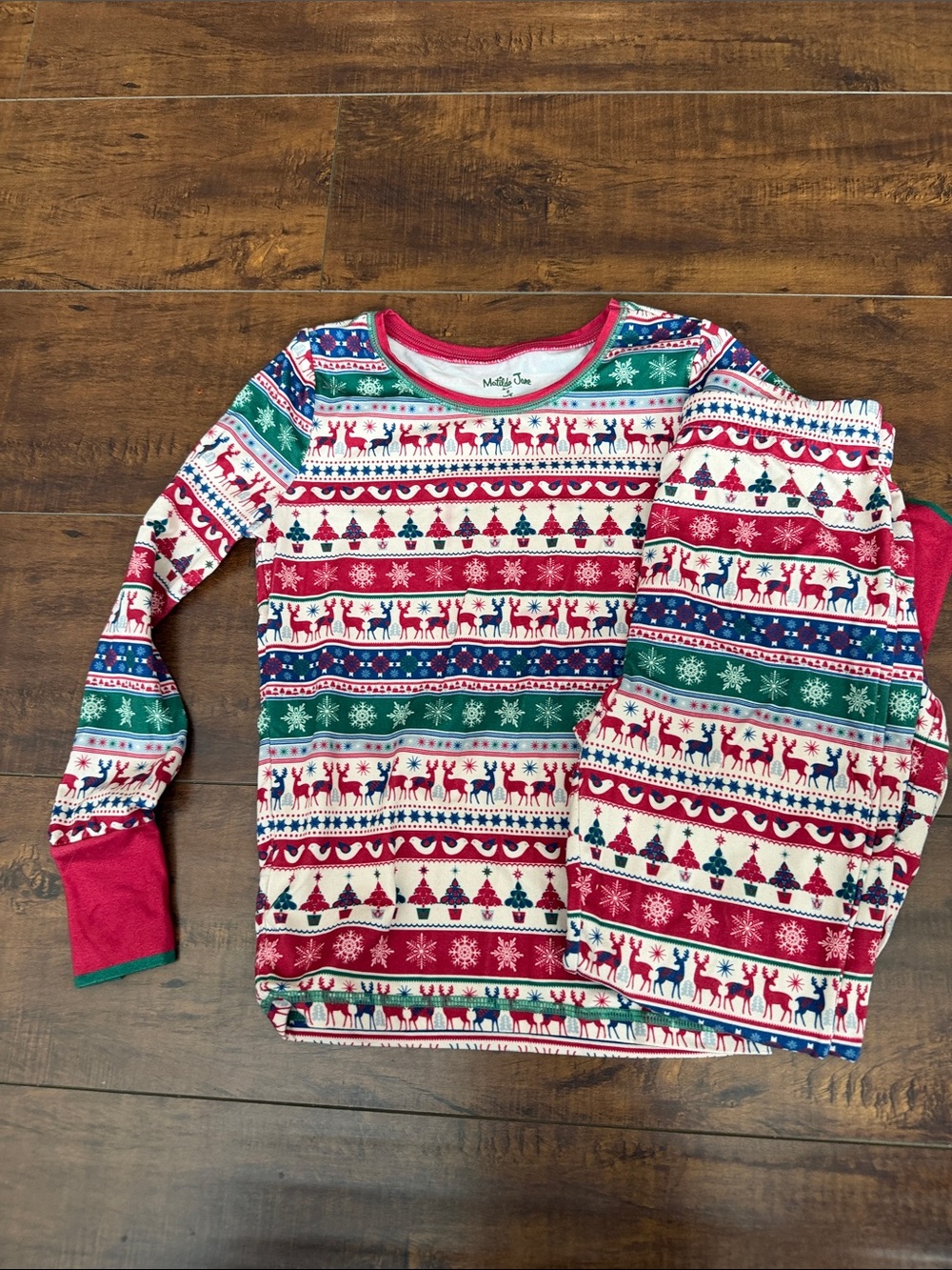 Matilda Jane Red, Green & Blue Fair Isle Kids Pajama Set